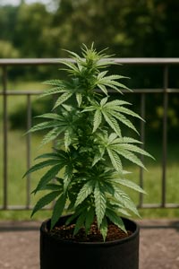 Cannabispflanze auf dem Balkon