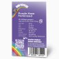Preview: Rückseite der BudVoyage Purple Haze Feminisiert Verpackung – Wichtige Informationen zu Blütezeit, Pflanzengröße, THC-Gehalt und Ertrag auf einen Blick.