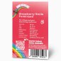 Preview: Rückseite der Bud Voyage Strawberry Smile Feminisiert Verpackung mit detaillierten Informationen zur Sorte, einschließlich Genetik, Aroma, Wirkung, THC-Gehalt, Blütezeit, Pflanzengröße und Ertrag.