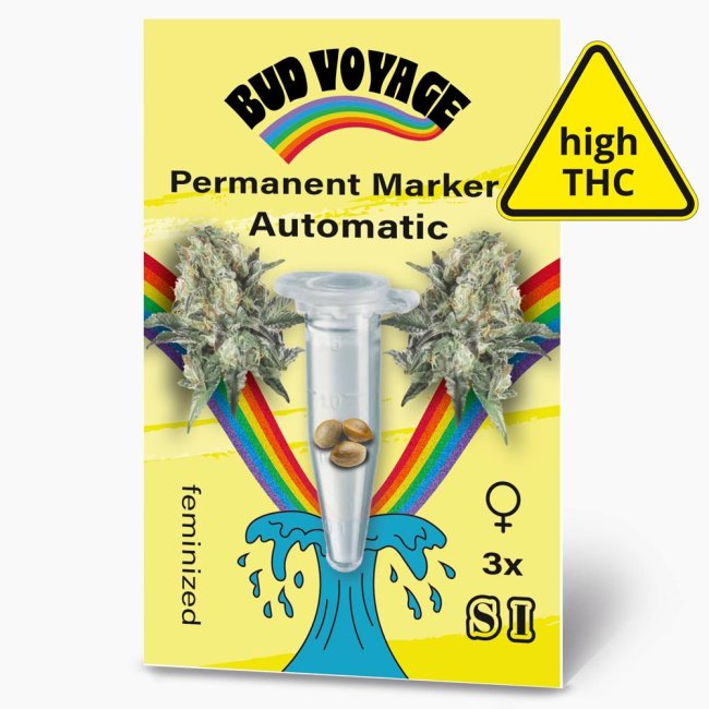 Bud Voyage Permanent Marker Automatic Verpackungsvorderseite mit 3 Samen