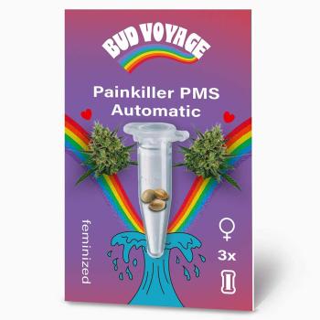 Bud Voyage PMS Painkiller CBD Automatic – Stilvolle Verpackung mit modernem Design und klarer Produktkennzeichnung.