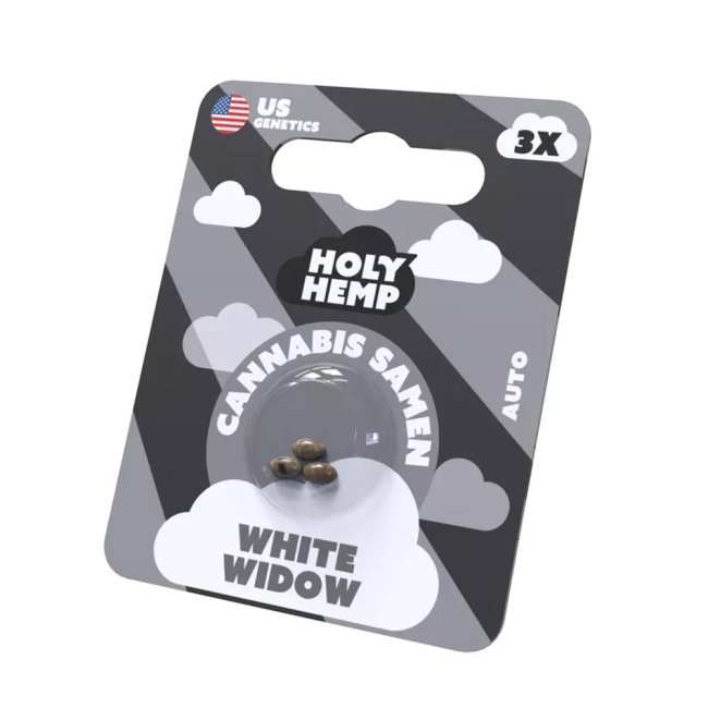 Holy Hemp White Widow Auto – Verpackung Vorderseite mit Abbildung der Samen