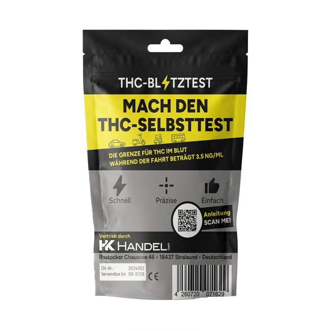 THC Schnelltest ab 5 ng/ml Rückseite der Verpackung