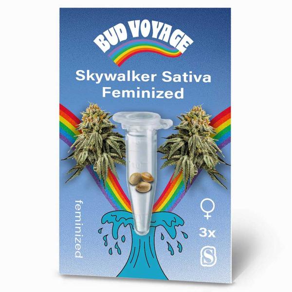 BudVoyage Skywalker Sativa Feminisiert – Stilvolle Verpackung mit modernem Design und klarer Produktkennzeichnung