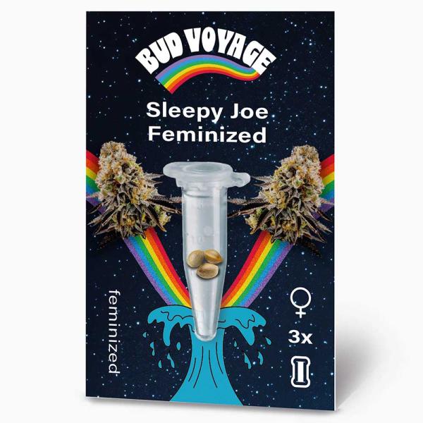 Bud Voyage Sleepy Joe Feminisiert – Stilvolle Verpackung mit modernem Design und klarer Produktkennzeichnung.