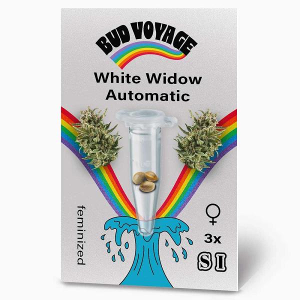 Bud Voyage White Widow Automatic – Hochwertige Samen in einer stilvollen Verpackung mit modernem Design.