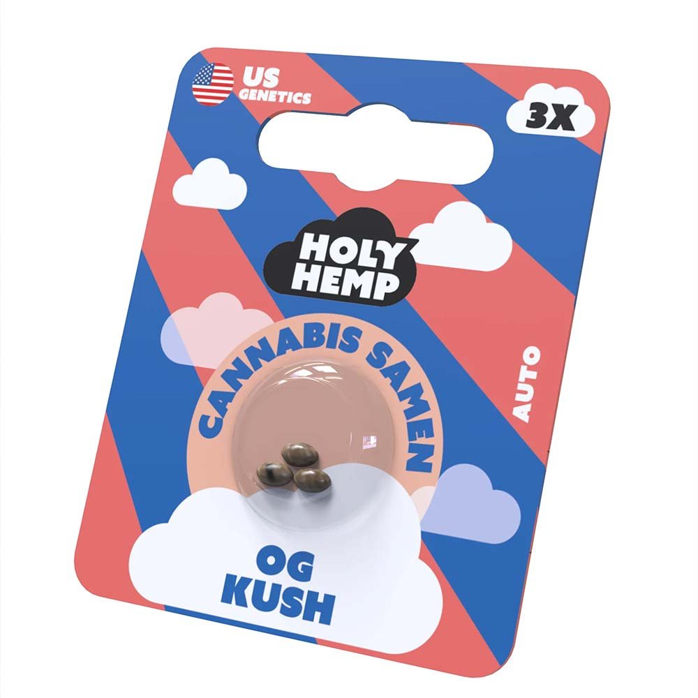Holy Hemp OG Kush Auto – Verpackung Vorderseite mit Abbildung der Samen